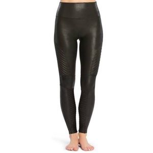 SPANX Women's Faux Leather Moto Leggings In Black Size Medium